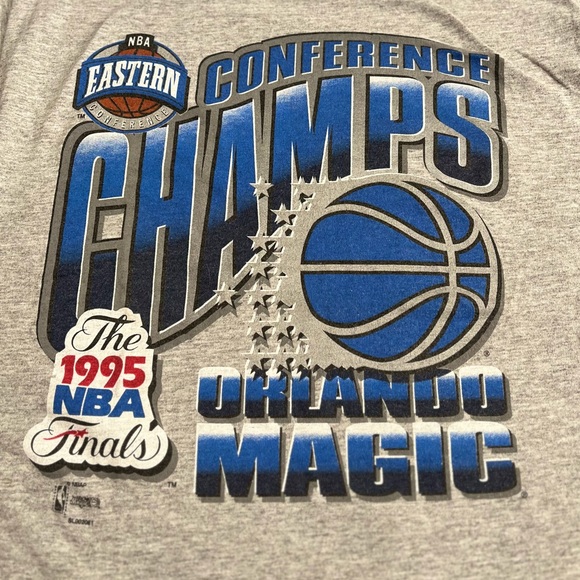 Vintage 1995 NBA x Orlando Magic Champs Graphic Single Stitch Tee, Mens M, Grey - Picture 4 of 6